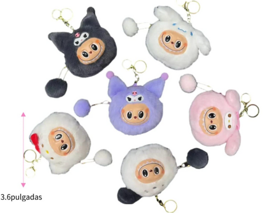 LLAVERO LABUBU-KUROMI Y CANELA DE 3.6 PULGADAS (600 PZAS)